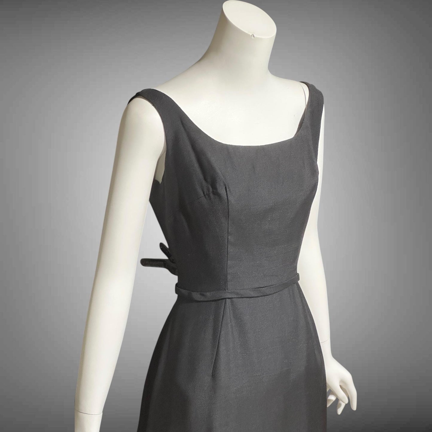 FRANK JELLEFF, vintage 1960s evening dress gown, black formal dress, Deep dive backless