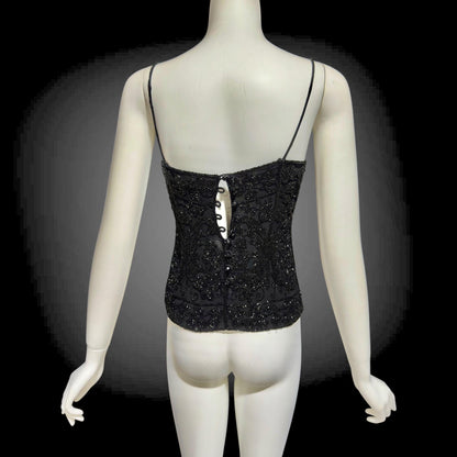 EAVIS and BROWN vintage 1980s Beaded Silk Camisole Top, Evening Wear