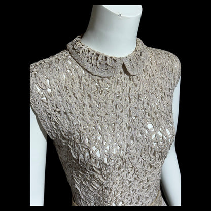 1930s vintage Ribbon Dress, Dusty Mauve shirt day dress with peter pan collar
