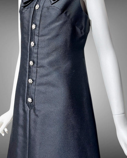 PAT SANDLER Vintage mod party dress, 1960s Black sassy shift preppy cocktail dress