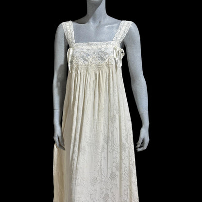 NANOUCHKA Vintage Edwardian style silk nightgown slip dress, pin tucks and lace babydoll night dress