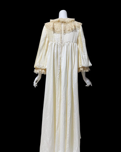 VONNIE REYNOLDS, vintage 1970s wedding dress, Martha Palm Beach, OOAK romantic victorian gown, pleated poet sleeve