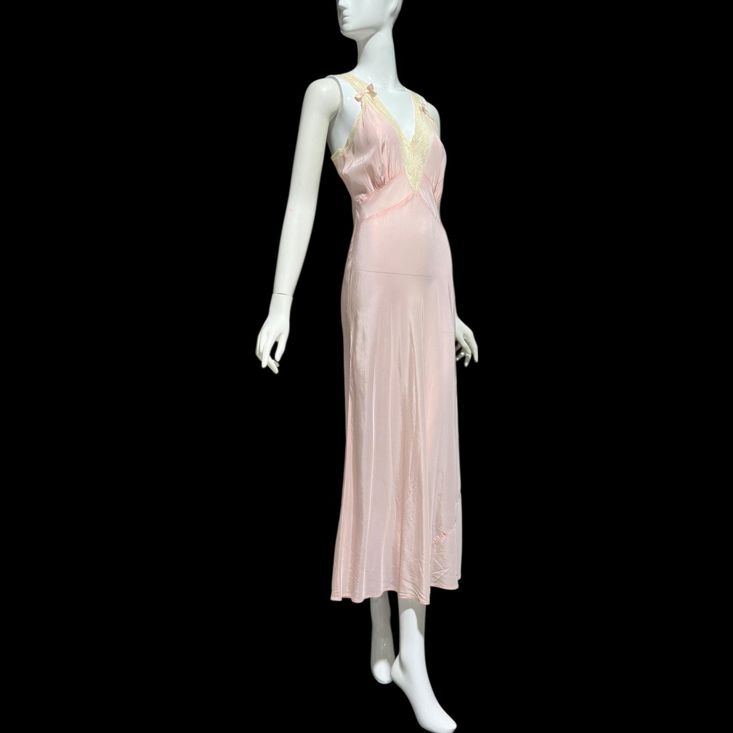 1940s vintage nightgown slip dress, Old Hollywood Powder Pink Bias Cut lingerie dress