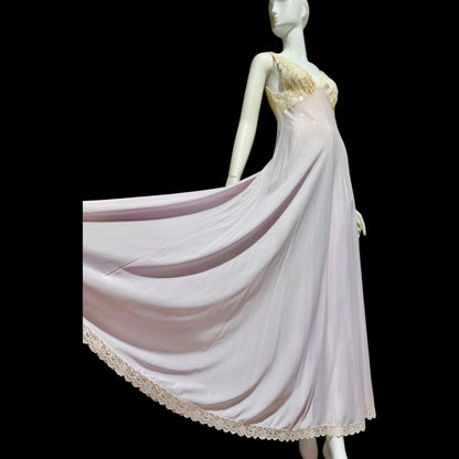 CLAIRE SANDRA by Lucie Ann vintage 1960s Nightgown: Powder Lavender Jersey Knit Gown