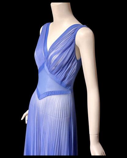 VANITY FAIR, for Julius Garfinckel, vintage 1940s chiffon nightgown, periwinkle sheer full sweep pleated gown