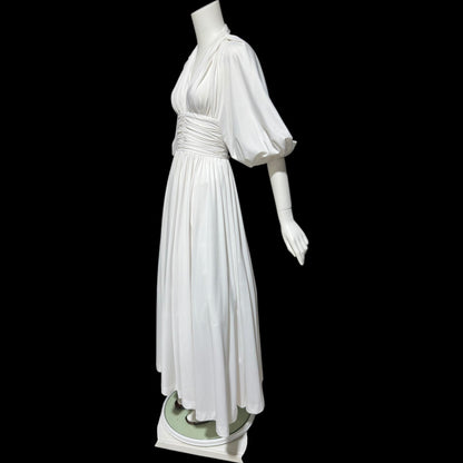 JACK HARTLEY, vintage 1970s evening gown dress, white jersey summer party dress