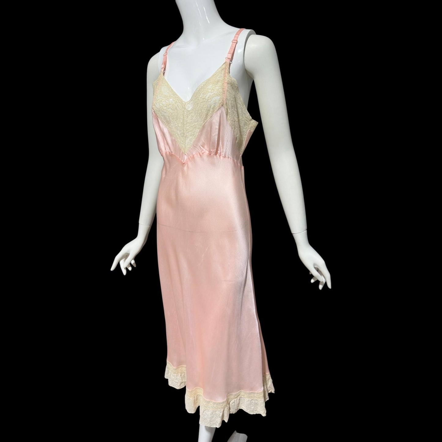 Barbara Lee, 1930s Rayon & Silk Slip Dress: Vintage Bias Cut Pale Pink Bemberg Nightgown
