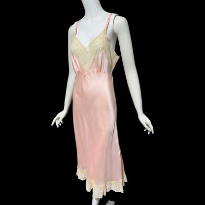 Barbara Lee, 1930s Rayon & Silk Slip Dress: Vintage Bias Cut Pale Pink Bemberg Nightgown