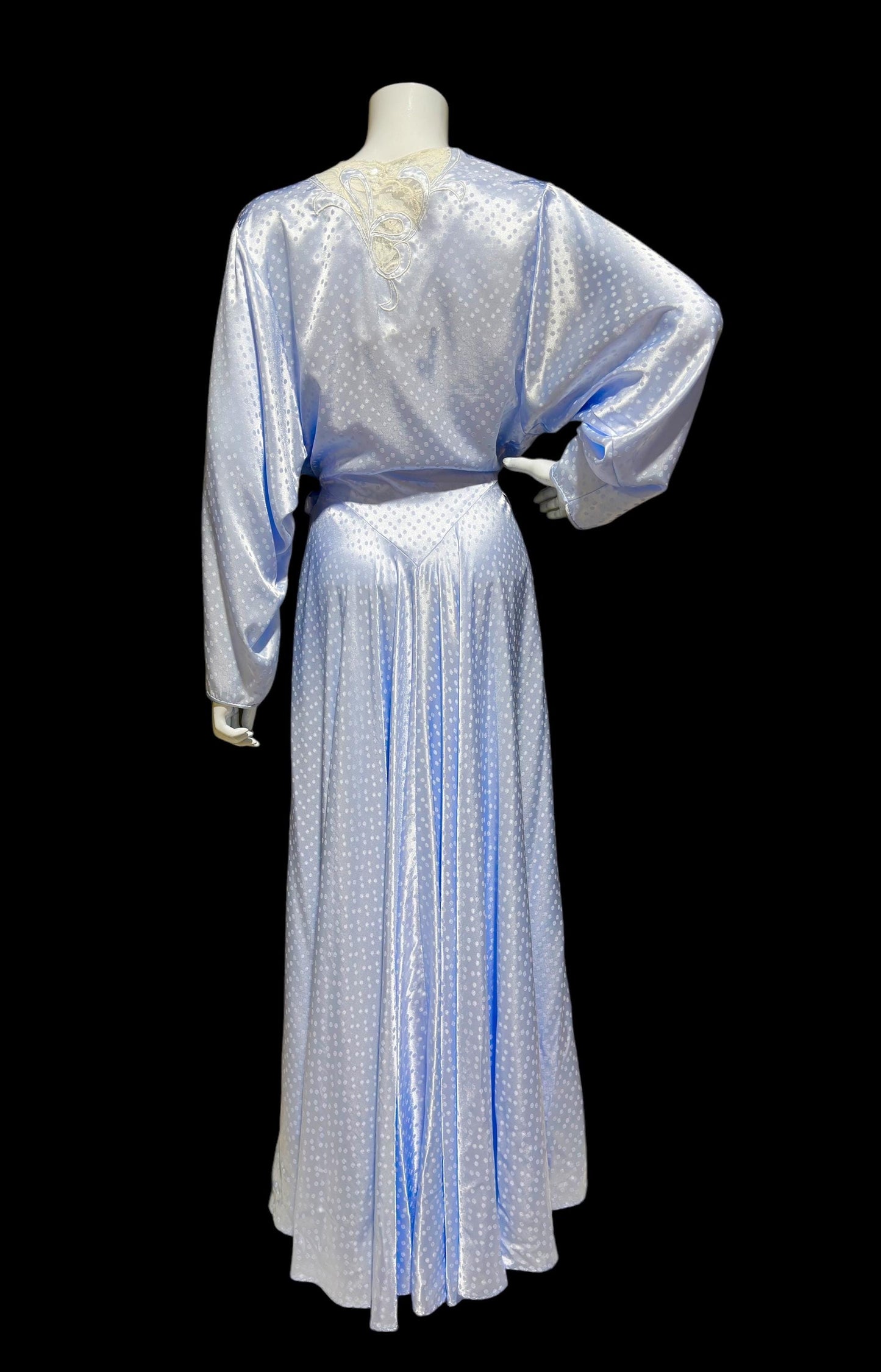 NATORI for SAKS 5th Ave, Nightgown robe set, shiny icy blue sheath slip gown and peignoir set