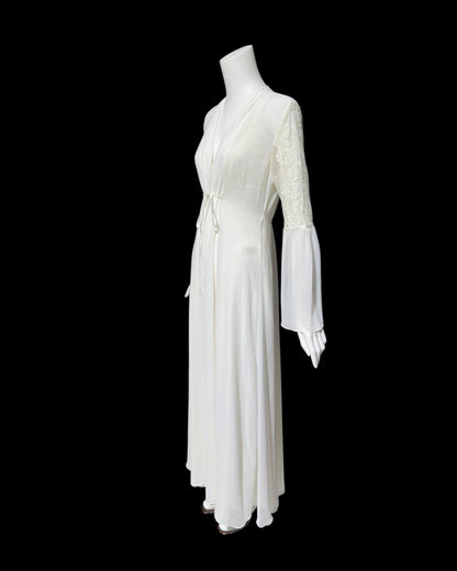 JONQUIL Diane Samandi, vintage 1980s nightgown robe set, White bridal peignoir dressing gown and slip dress