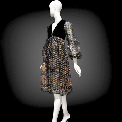 LORD & TAYLOR Vintage 1960s cocktail dress, Malcolm Starr Babydoll Empire Waist evening party dress