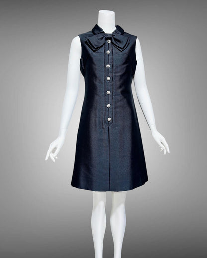 PAT SANDLER Vintage mod party dress, 1960s Black sassy shift preppy cocktail dress