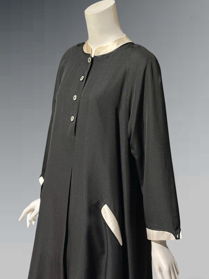 GEOFFREY BEENE, vintage 1980s cocktail party dress, Mod tent dress, black and white day dress
