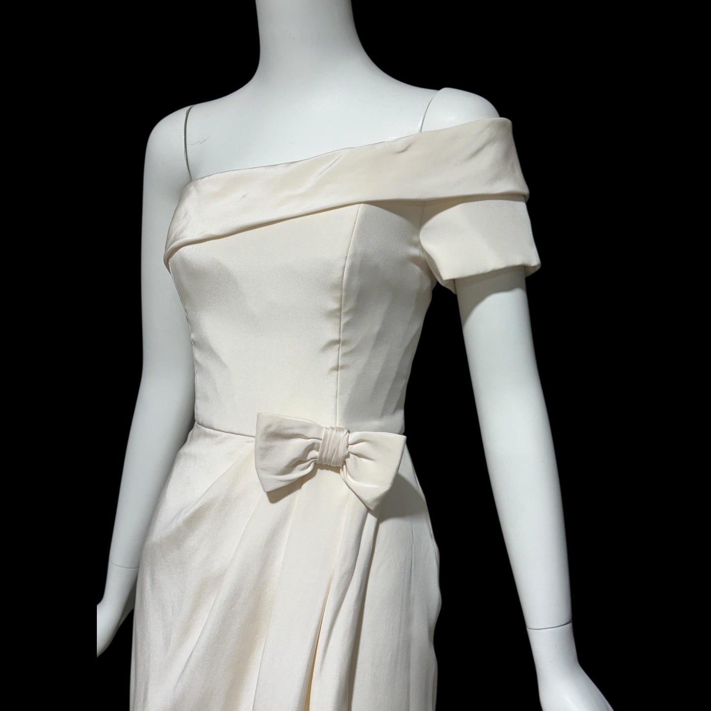 TOMASZ STARZEWSKI Saks Fifth Ave, vintage 1990s wedding dress, silk one shoulder bridal gown, London Designer gown