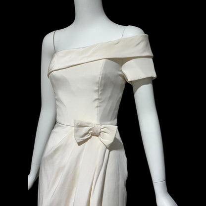 TOMASZ STARZEWSKI Saks Fifth Ave, vintage 1990s wedding dress, silk one shoulder bridal gown, London Designer gown