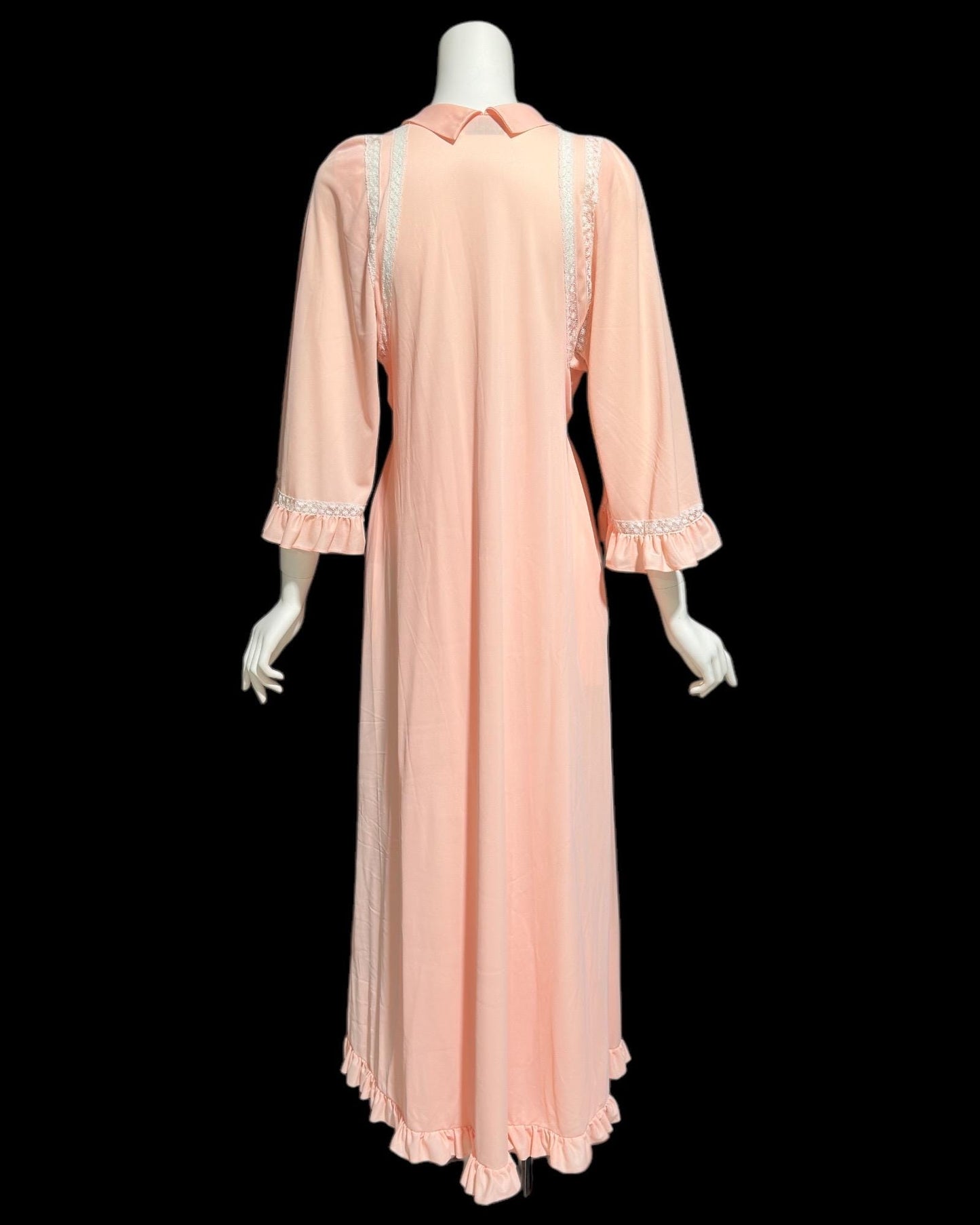 BLANCH by Ralph Montenero, Lord & Taylor, 1960s vintage peachy pink nightgown slip dress and dressing gown,   peignoir set