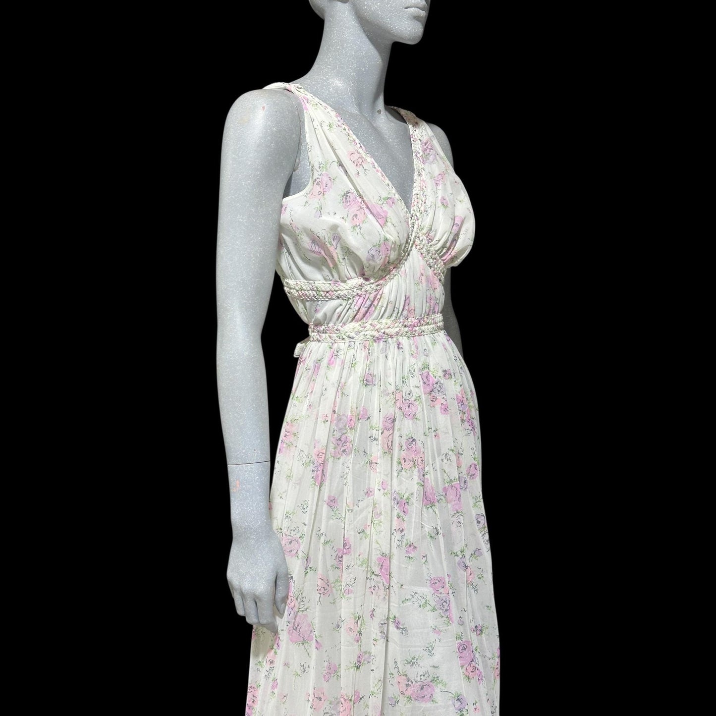 EVE STILLMAN for GRACETTE vintage 1950s Nightgown Slip Dress: floral Grecian Goddess Gown