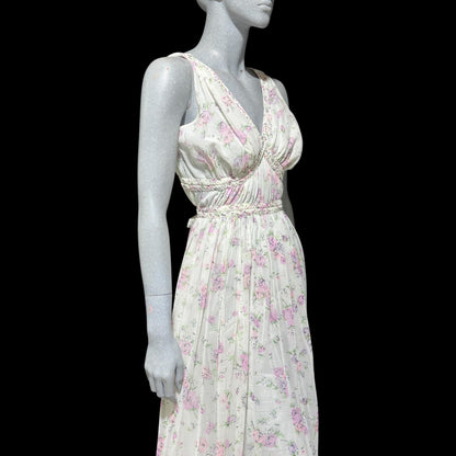 EVE STILLMAN for GRACETTE vintage 1950s Nightgown Slip Dress: floral Grecian Goddess Gown