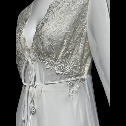 JONQUIL Diane Samandi, vintage 1980s White bridal peignoir dressing gown and slip dress