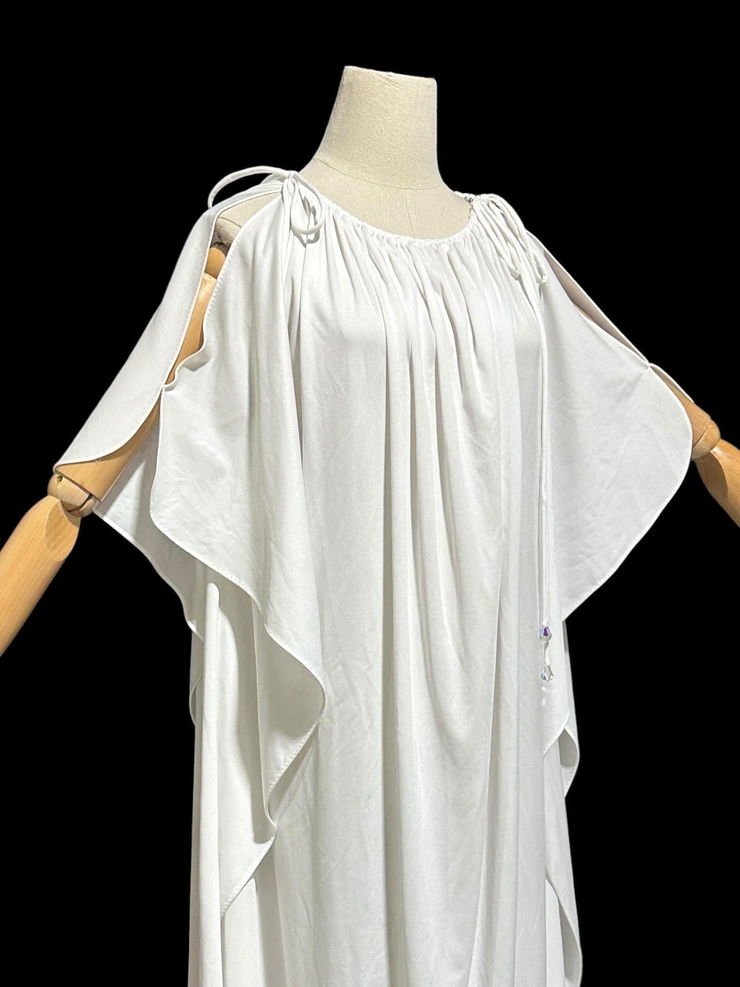 LUCIE ANN BEVERLY Hills 1960s vintage caftan, white grecian goddess kaftan evening gown house dress