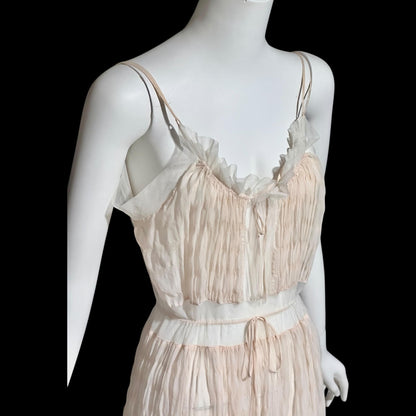 BY IRIS, vintage 1930s Nightgown slip dress, ethereal sheer waffled nylon night dress