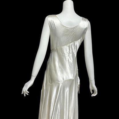 1940s vintage wedding dress, shimmering white satin tea length bridal ball gown