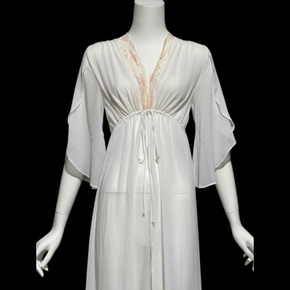 JONQUIL Diane Samandi dressing gown, vintage 1990s amazingly sheer feather weight bridal Robe