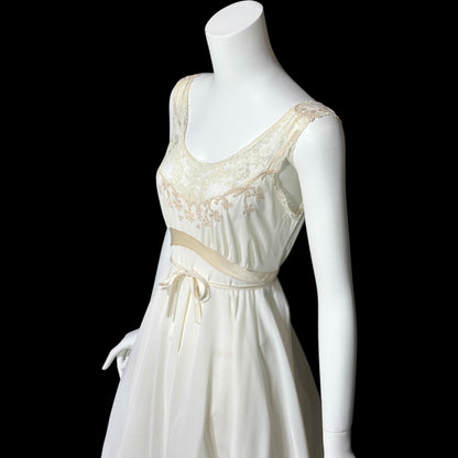 MONTALDO'S, vintage 1950s nightgown, short creamy white Grecian Goddess night dress