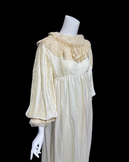 VONNIE REYNOLDS, vintage 1970s wedding dress, Martha Palm Beach, OOAK romantic victorian gown, pleated poet sleeve