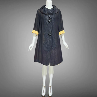 1930s vintage evening swing coat, black swing opera coat duster with satin lining