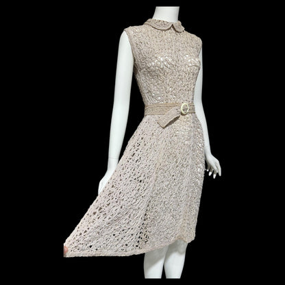 1930s vintage Ribbon Dress, Dusty Mauve shirt day dress with peter pan collar