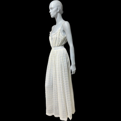 IRIS vintage 1930s Nightgown slip dress, ethereal white sheer waffled nylon lingerie dress