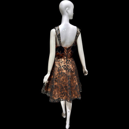 1950s vintage evening party dress, black lace fit flare cocktail dress, Medium