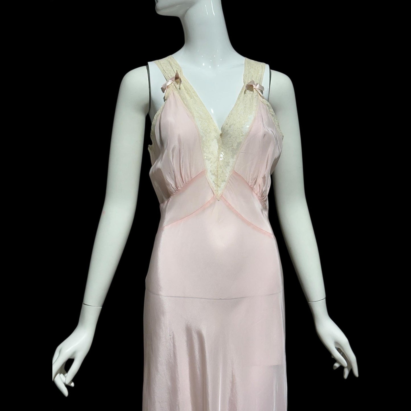 1940s vintage nightgown slip dress, Old Hollywood Powder Pink Bias Cut lingerie dress