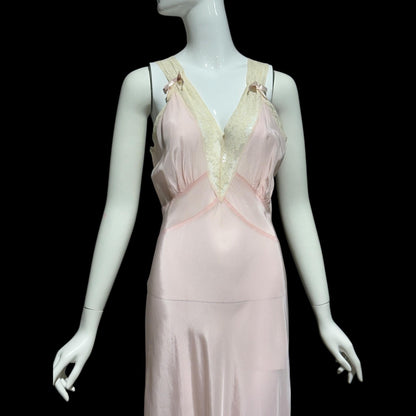 1940s vintage nightgown slip dress, Old Hollywood Powder Pink Bias Cut lingerie dress