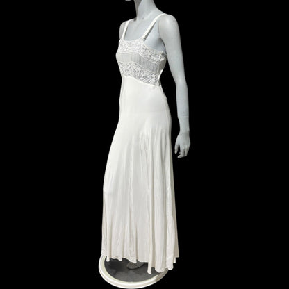 TULA Vintage 1940s Nightgown Robe Set: Bridal White Peignoir Dressing Gown & Slip Dress