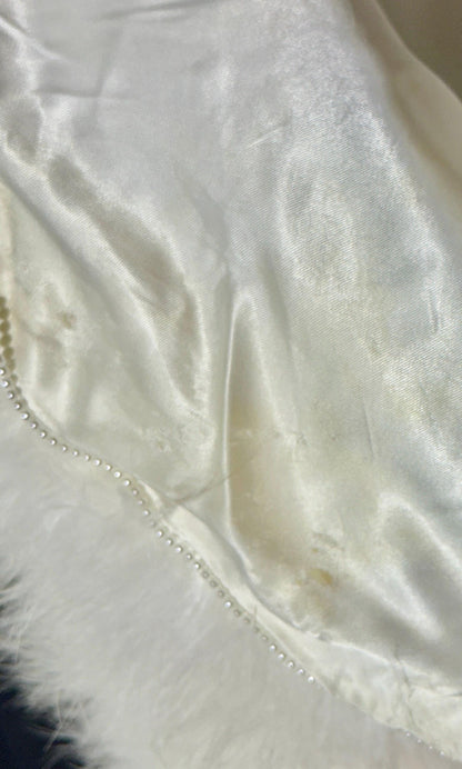 1960s Vintage feather cape jacket, Snowy white marabou wedding bridal capelet evening stole