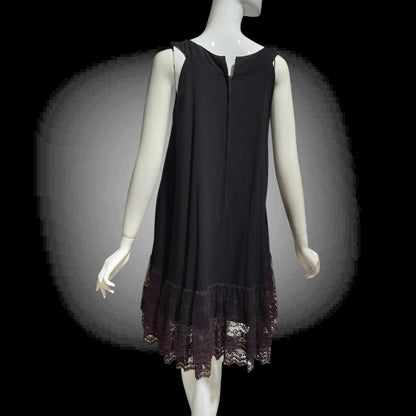 LILLI DIAMOND, vintage 1960s MOD cocktail dress, Black crepe shift trapeze tent party dress