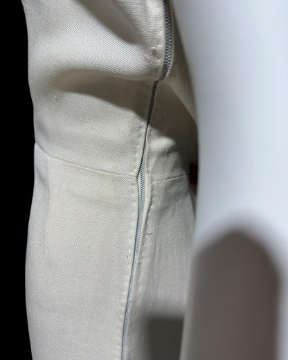 IRENE GALITZINE, vintage 1940s oatmeal linen cocktail day dress