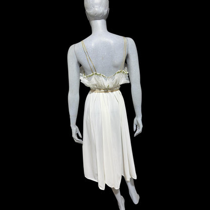 EYEFUL vintage 1950s nightgown slip dress, ethereal fairy garden nymph white nylon w/ lilies of the valley