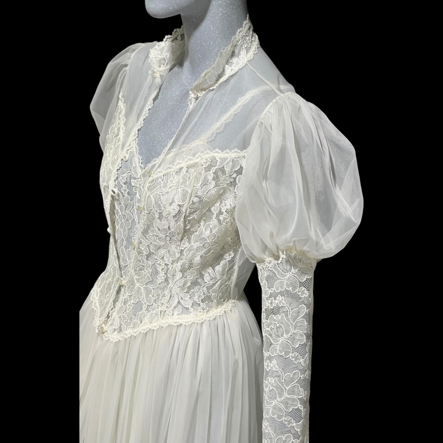 HENSON Kickernick vintage 1950s peignoir slip dress set, frothy white lacy nylon bridal nightgown robe set, THOSE SLEEVES