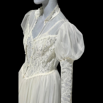 HENSON Kickernick vintage 1950s peignoir slip dress set, frothy white lacy nylon bridal nightgown robe set, THOSE SLEEVES