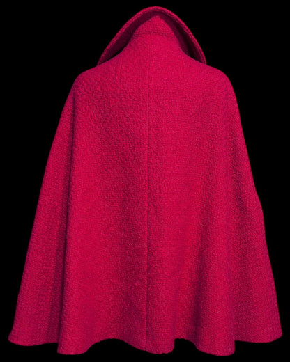 FRANKLIN SIMON, 1960s Mod red swing cape jacket, nubby wool button front car coat