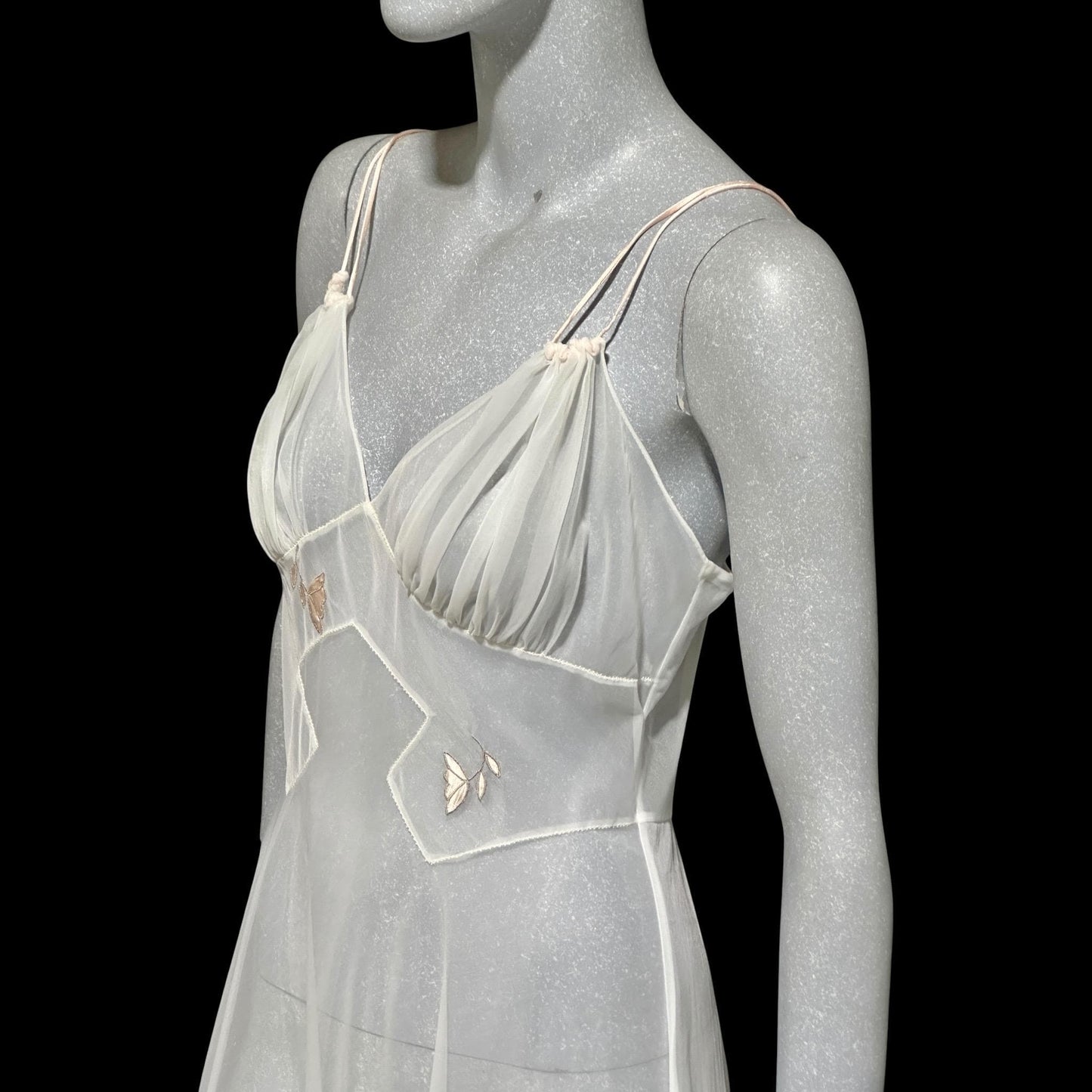 LUCIE ANN Lingerie Vintage 1950s Nightgown: Totally Sheer white full sweep night gown