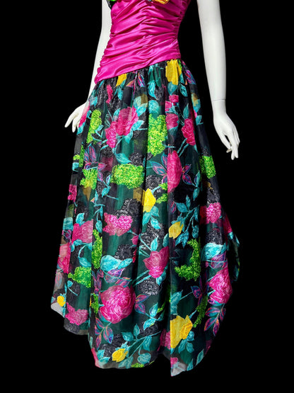 EUGENE ALEXANDER 1980s vintage evening dress, floral rosette floral ball gown