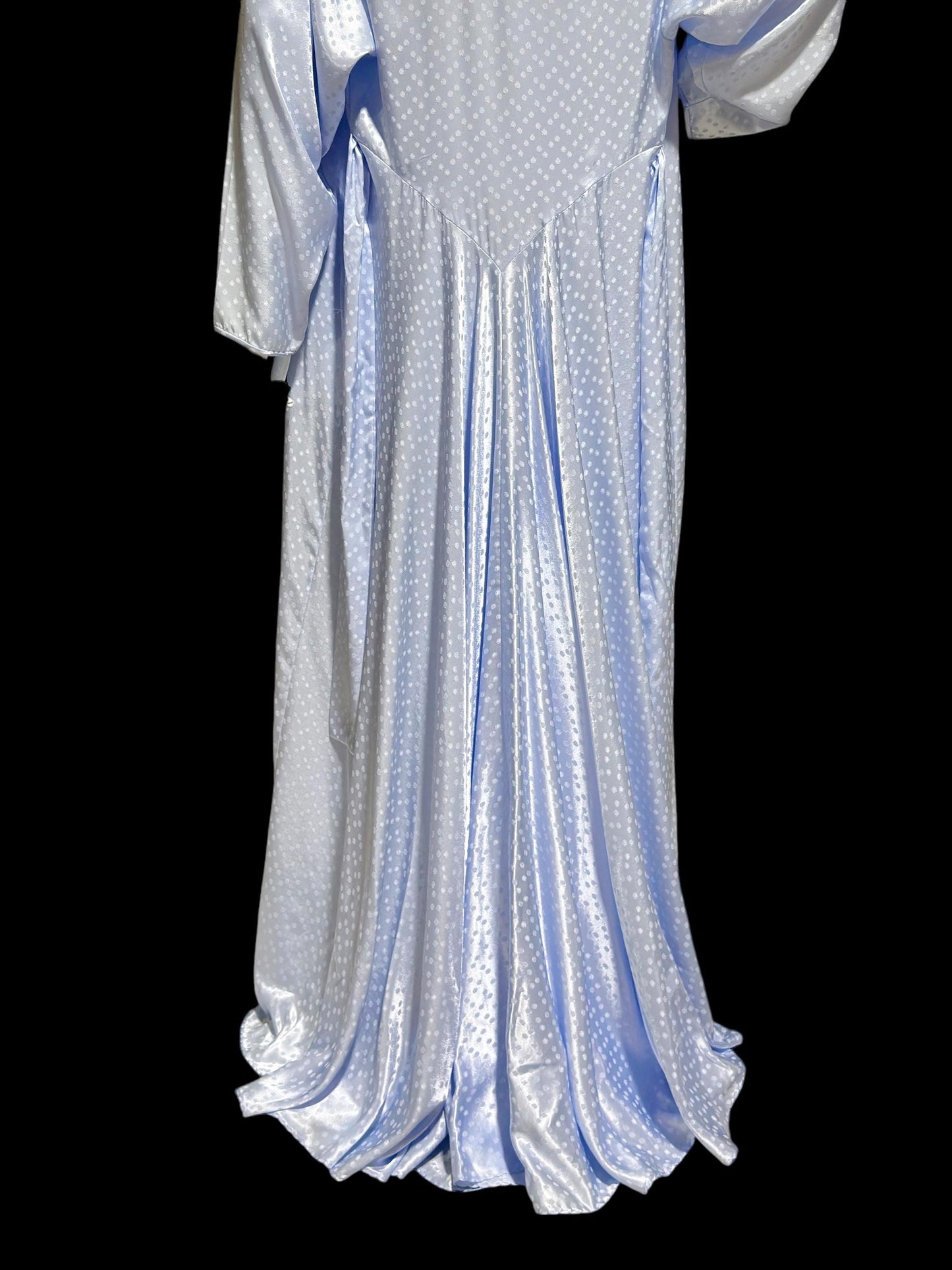 NATORI for SAKS 5th Ave, Nightgown robe set, shiny icy blue sheath slip gown and peignoir set