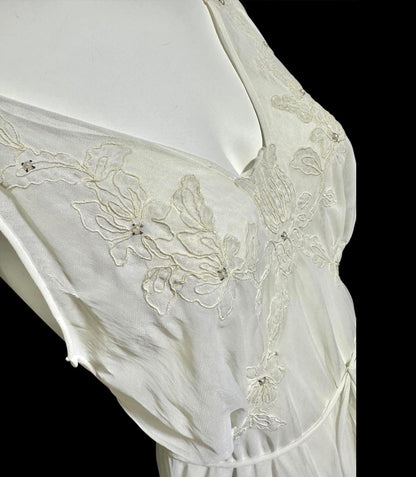 BEAU MONDE vintage 1950s slip dress, Max Schwartz ethereal sheer white double layer chiffon