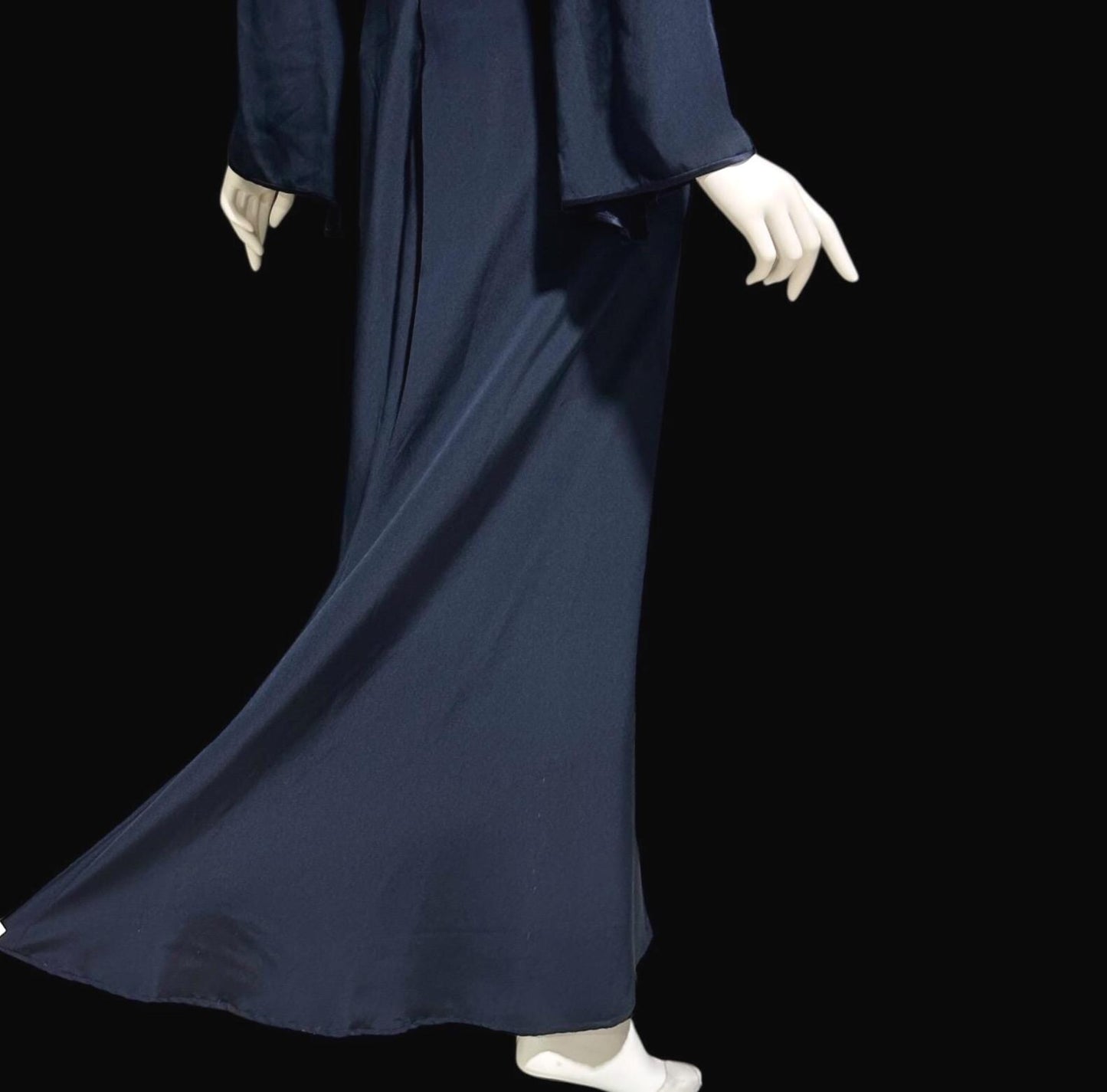 PILAR ROSSI COUTURE, vintage 1990s evening dress, Midnight Blue Long Sleeve gown