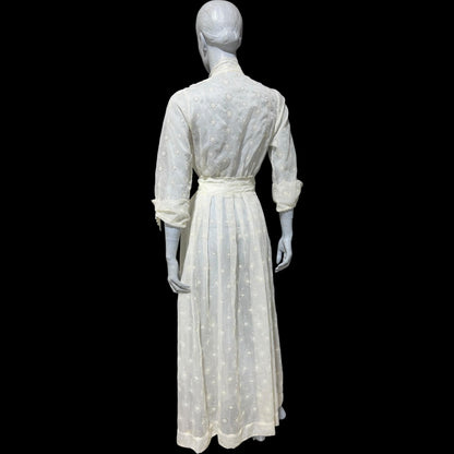 KICKERNICK Lingerie, vintage 1940s Sheer Dressing Gown: White eyelet Robe, Wrap front