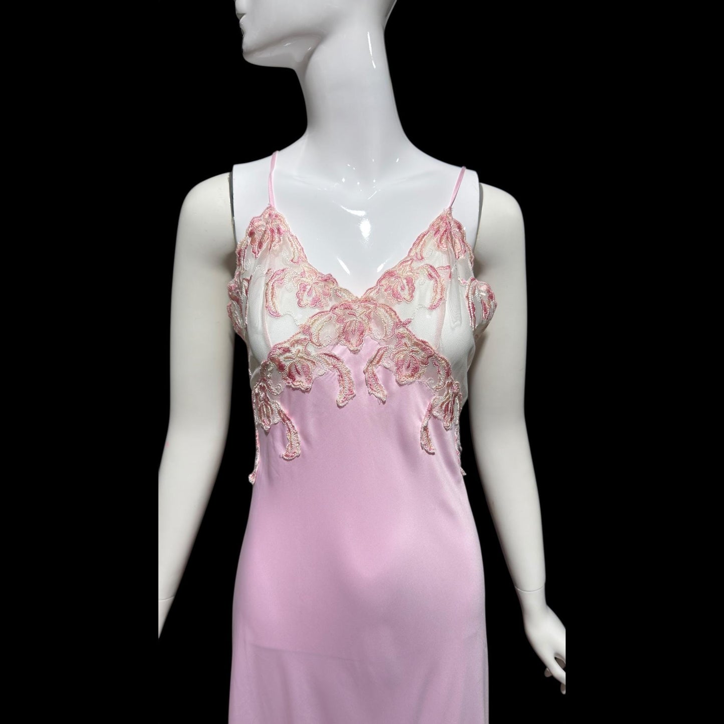 TERESA vintage Y2K nightgown robe set, Made in Italy, sheer pink lace sheath slip dress and peignoir set